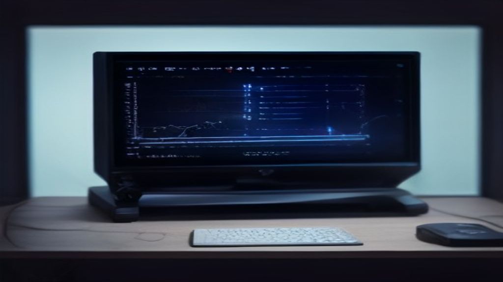 A gaming desktop with glowing AI copilot interface and performance benchmark readouts