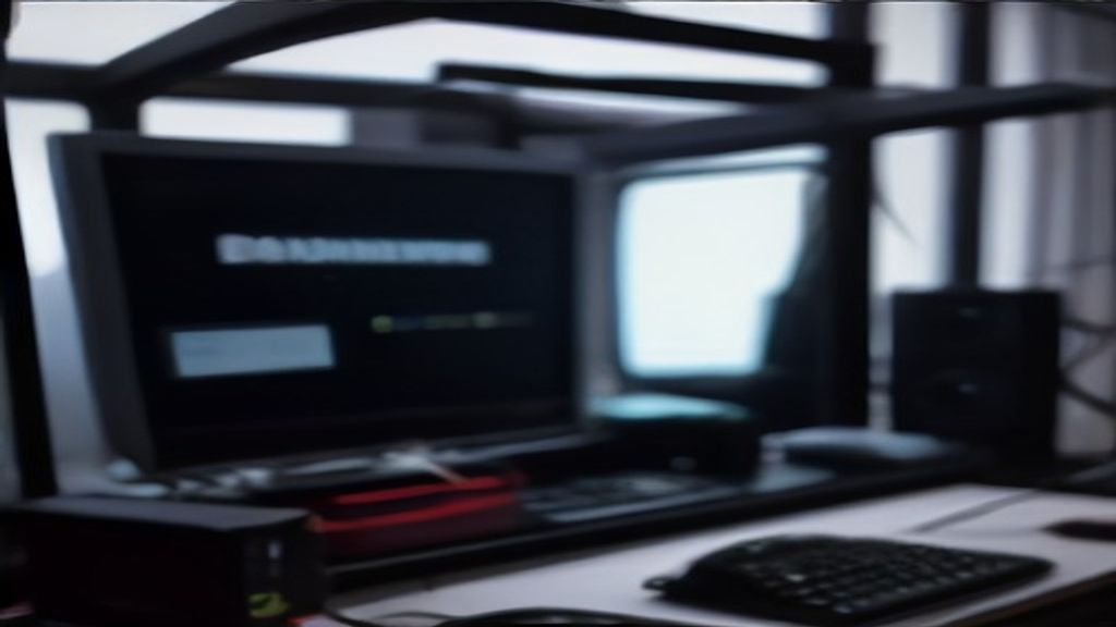 Sleek laptops arranged on a modern workspace with screens displaying AI algorithms and data visualizations