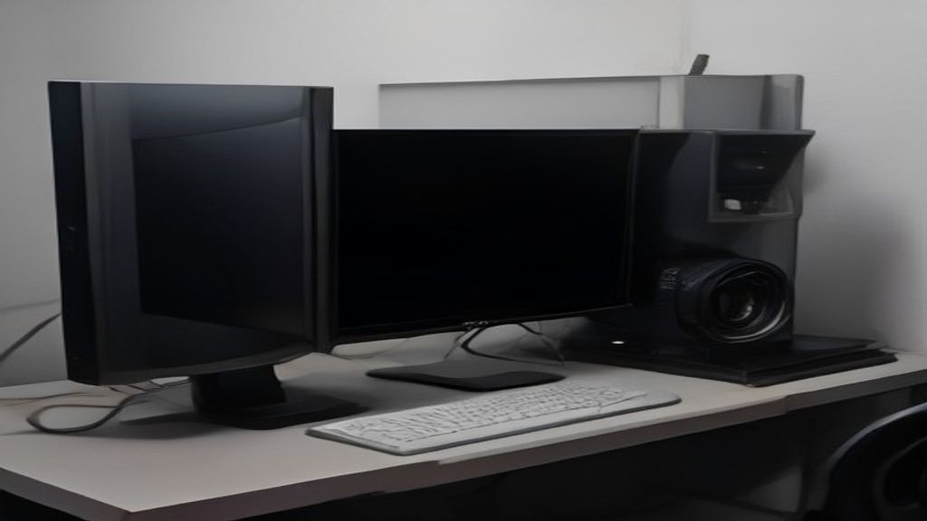 Three sleek laptops side by side on a modern desk with circuit board patterns and AI neural network graphics floating above