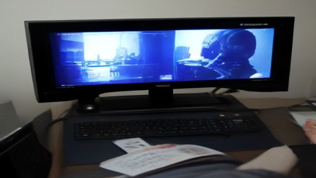 Modern AI PC setup on a clean desk with liquid cooling, dual monitors showing code and data graphs, and RGB lighting.