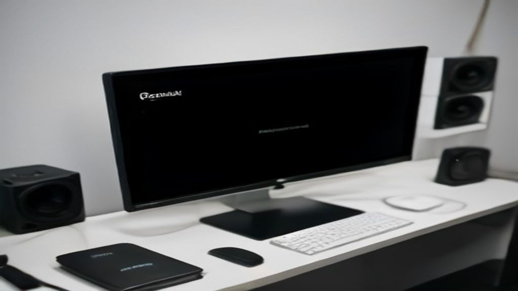 A futuristic gaming setup with multiple high-performance cloud gaming devices displayed on a sleek screen, showcasing seamless streaming visuals