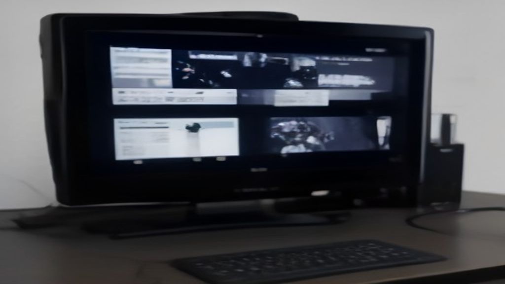 Open modular laptop with removable ports and repairable components on a clean desk