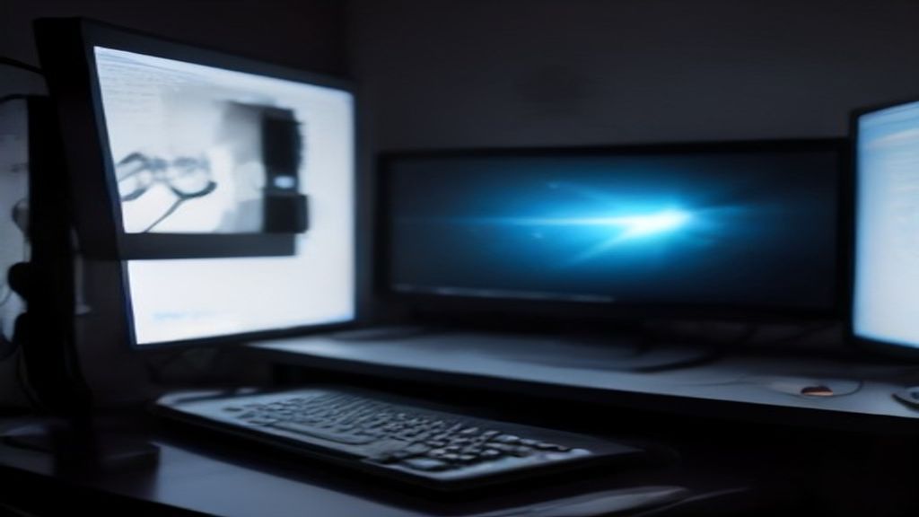Gamer in a dark room, illuminated by neon RGB lights, using a desktop PC with a glowing shield icon representing VPN protection