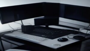 Modern computing hardware featuring advanced CPU clusters and GPU arrays in a sleek server environment