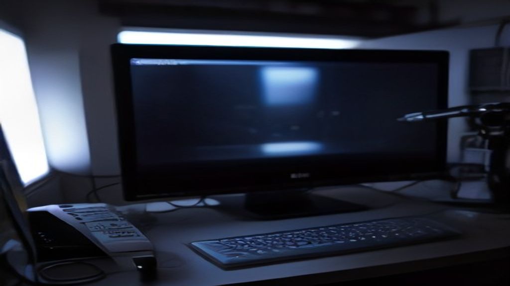 Sleek graphics card angled on a dark reflective surface with soft cyan and violet neon lighting highlighting its cooling fans and circuitry