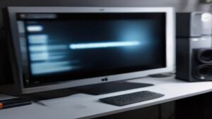 A modern workspace with performance dashboards and analytics charts displayed on screens, representing optimization benchmarks for 2026