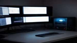 Split‑screen hero with RTX 5080 on left, RX 9070 XT on right, set against a sleek 4K gaming backdrop with neon accents and faint performance overlay.