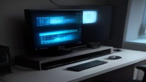 High-resolution comparison of RTX 5090 Ti and AMD RX 9800 XT graphics cards in a modern gaming workstation