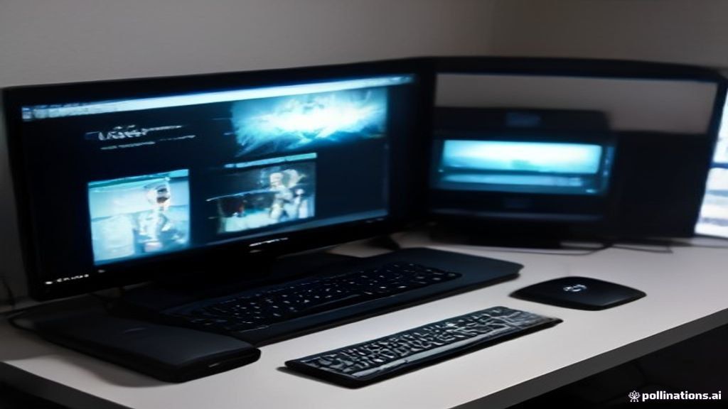 A sleek handheld gaming PC rests on a dark desk with soft blue lighting, ready for next generation portable play