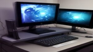 A sleek server rack illuminated by blue LED lights, representing high-performance tech infrastructure