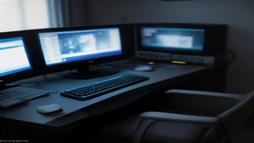 A sleek desk with a monitor showing performance charts, a laptop with code, and server graphics representing tech optimization.