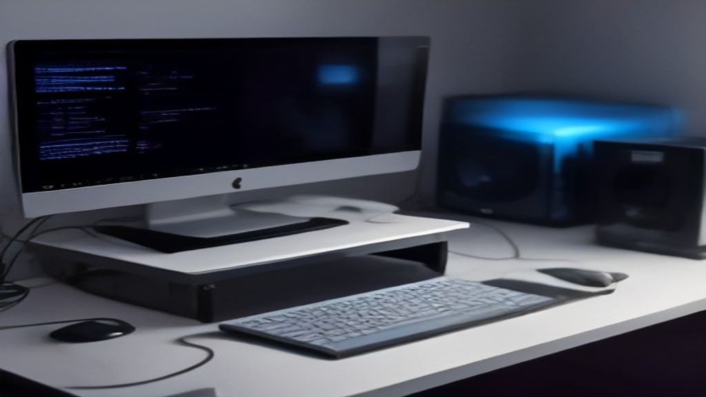 A sleek server room with glowing LED panels, minimalist design, and soft ambient lighting