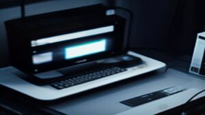 A sleek server rack illuminated against a dark backdrop, highlighting high‑density storage and network connections.