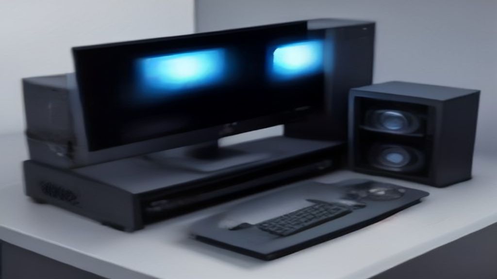 A modern server room with glowing blue LEDs, data streams as luminous threads weaving through sleek hardware, emphasizing optimization