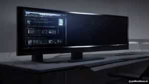 High-performance server cluster monitoring real-time metrics with sleek modern design