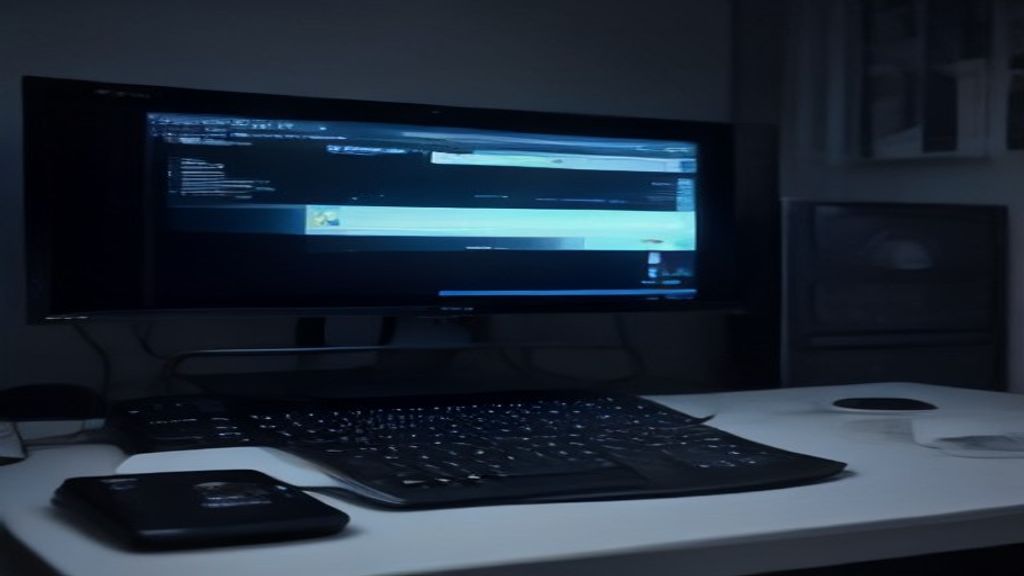A modern laptop displaying performance charts on a dark backdrop with subtle blue accent lighting